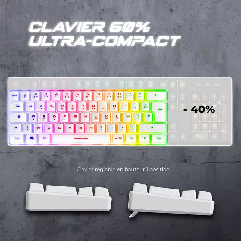 Clavier Gamer Filaire SPIRIT OF GAMER PRO-K2 RGB – Blanc